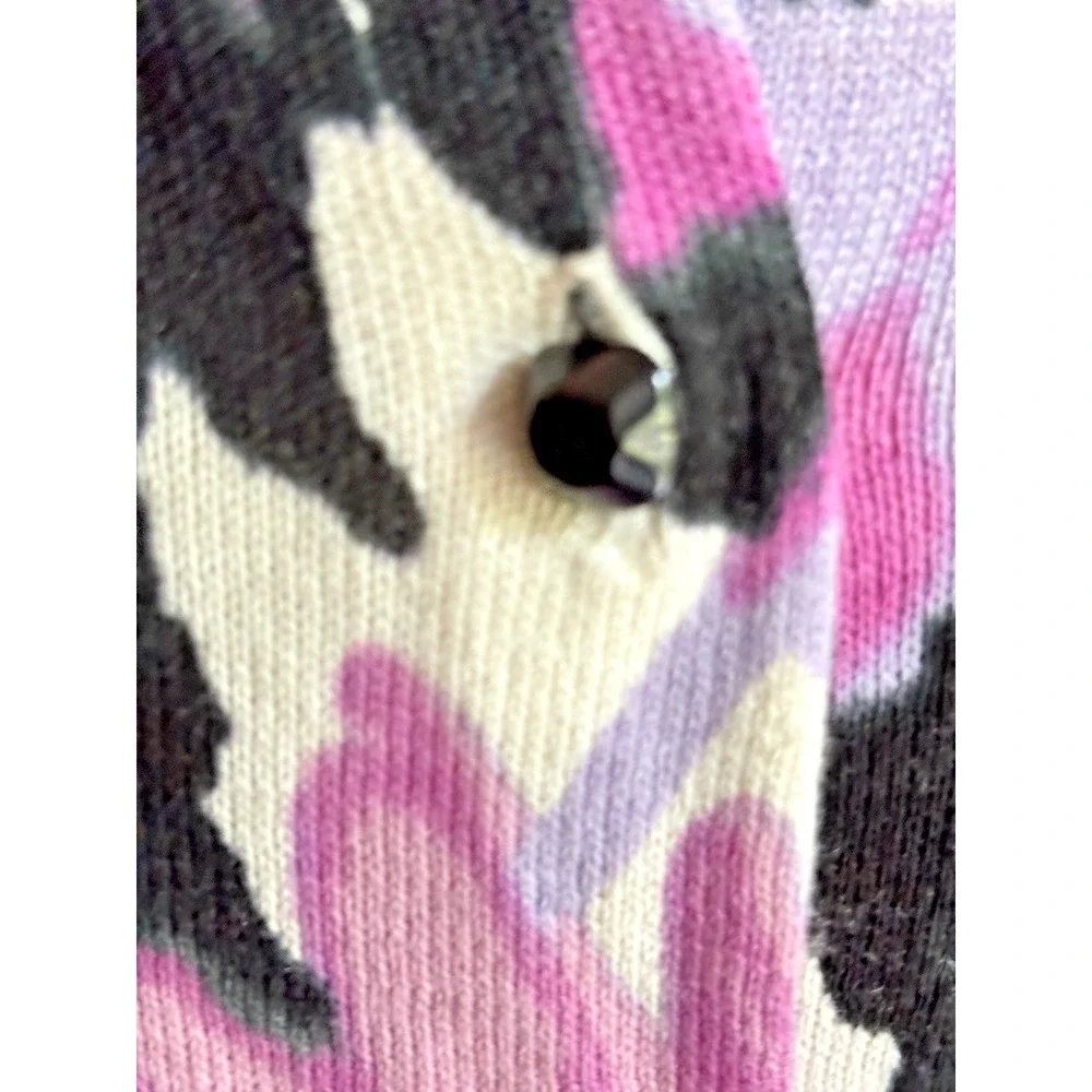 Talbots Women 1X Plus Silk Blend Floral Cardigan Button‎ Up 3/4 Sleeve Floral